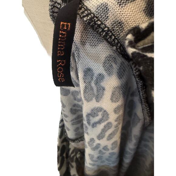 Emma Rose Women’s Patchwork Tunic Top Size M Leopard Floral Mixed Print Boho - Picture 9 of 11